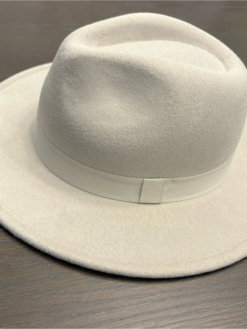 H&M Women’s Light Cream Felt Fedora with Ribbon Band